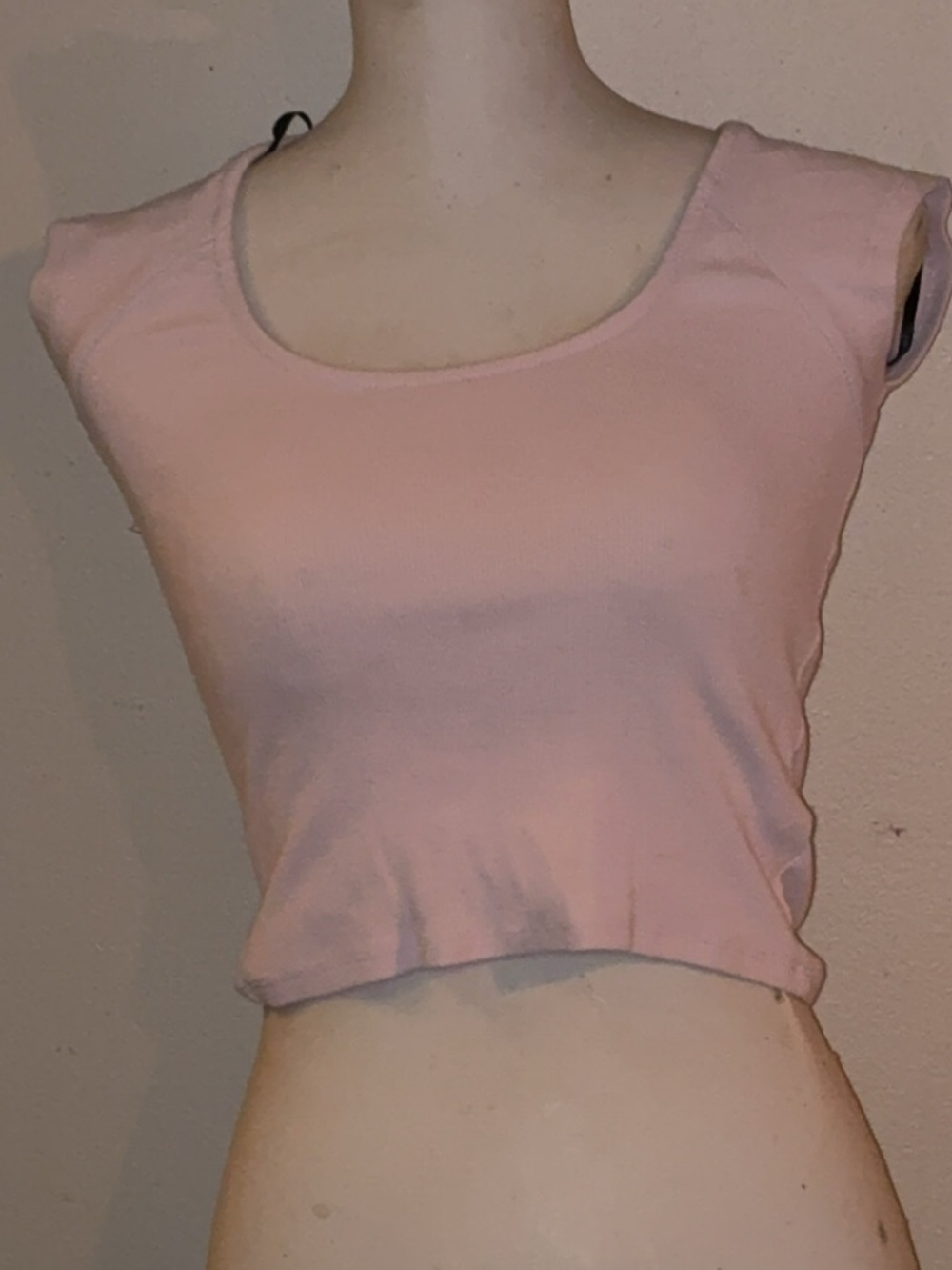 Forever 21 Blush Pink Ribbed Crop Top Size Small Fitted Cap Sleeve